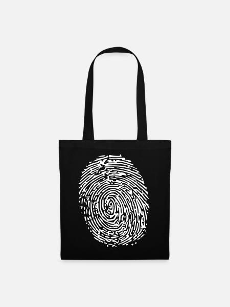 Weißer Fingerabdruck - Stoffbeutel - Schwarz
