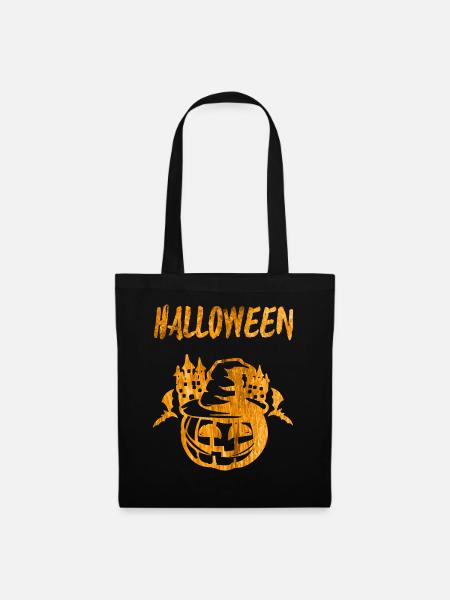 Halloween Kürbis Handabdruck - Stoffbeutel - Schwarz