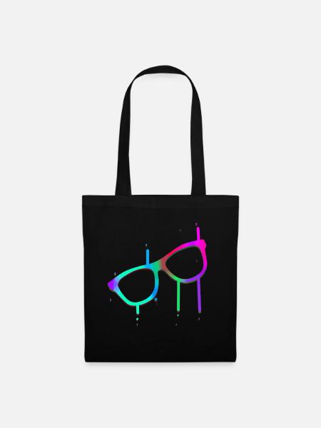 Neon Sonnenbrille mit Farbspritzern Party - Stoffbeutel - Schwarz