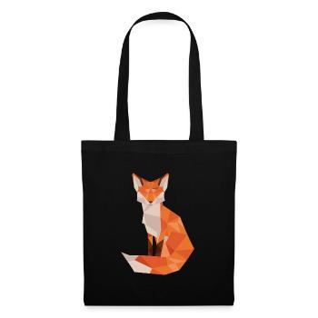 Low-Poly Fuchs Illustration Orange - Stoffbeutel - Schwarz - Vorne
