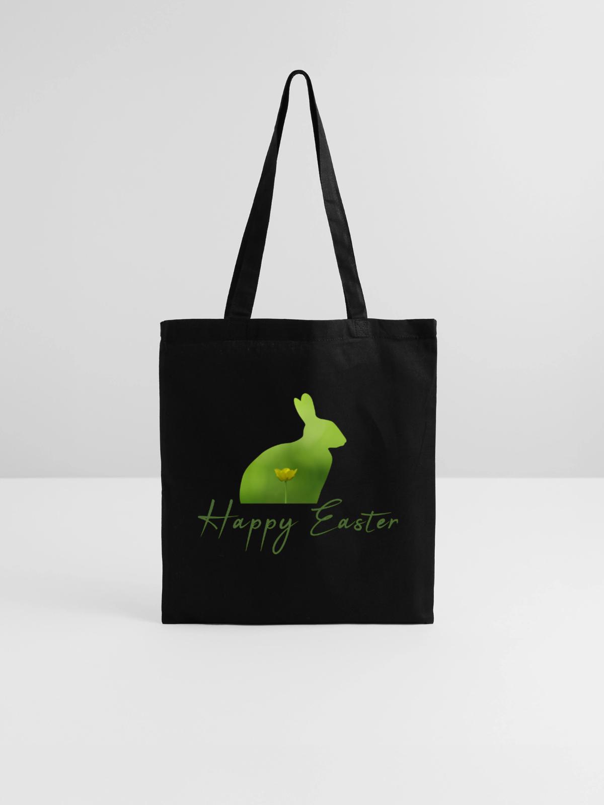 Happy Easter rabbit - Stoffbeutel - Schwarz - Vorne