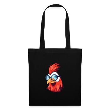 Hahn mit Brille Cartoon Kawaii Illustration - Stoffbeutel - Schwarz - Vorne
