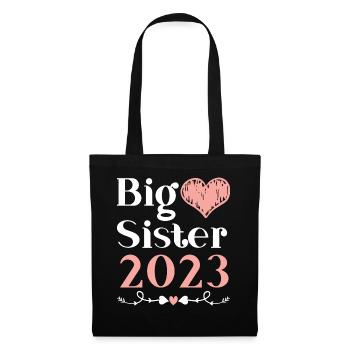 Große Schwester 2023 Großes Schwesterchen 23 - Stoffbeutel - Schwarz - Vorne