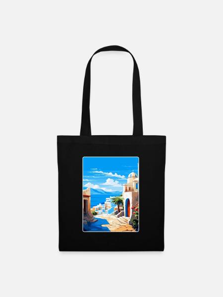 Kos Griechenland Vintage Reise Poster Souvenir Souvenir - Stoffbeutel - Schwarz