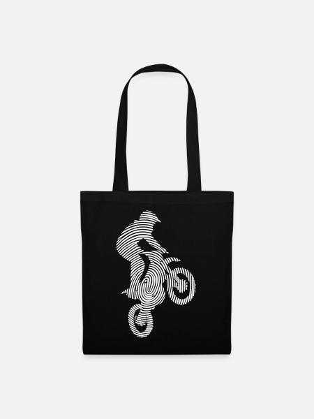 Dirt Biker Dirtbike Fingerabdruck Motocross - Stoffbeutel - Schwarz