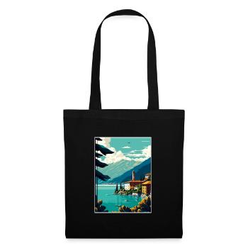 Comer See Italien Dekoration Vintage Reiseposter - Stoffbeutel - Schwarz - Vorne