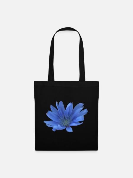 Wegwarte blaue Blume Zichorie lila Blüte - Stoffbeutel - Schwarz