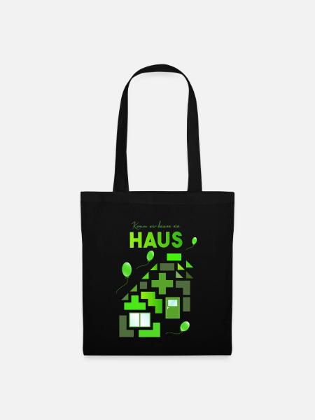 Bausteine Bauklötze bauen - Stoffbeutel - Schwarz