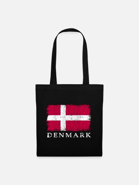 Dänemark Dänische Flagge Dänemarkflagge - Stoffbeutel - Schwarz