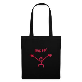 Umarme mich Umarmung Strichmännchen Geschenk - Stoffbeutel - Schwarz - Vorne