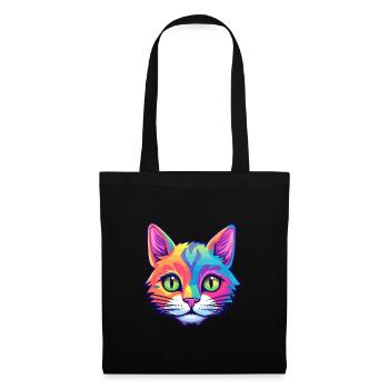 Amerikanische Kurzhaarkatze Aquarell Karikatur Kawaii - Stoffbeutel - Schwarz - Vorne