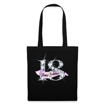 Happy Birthday 18. Geburtstag Geschenk Diamanten - Stoffbeutel - Schwarz - Vorne