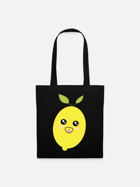 Kawaii Zitrone Geschenk Sauer Macht Lustig - Stoffbeutel - Schwarz