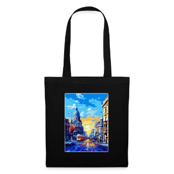 Bukarest Rumänien Vintage Reiseplakat Souvenir - Stoffbeutel - Schwarz - Vorne