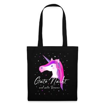 Einhorn gute Nacht Einhorn - Stoffbeutel - Schwarz - Vorne