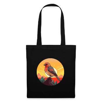 Finch Buntes Aquarell Cartoon Kawaii Tier - Stoffbeutel - Schwarz - Vorne