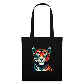 Léopard Dessin animé Personnage Animal de compagnie coloré - Sac en tissu - noir - Devant