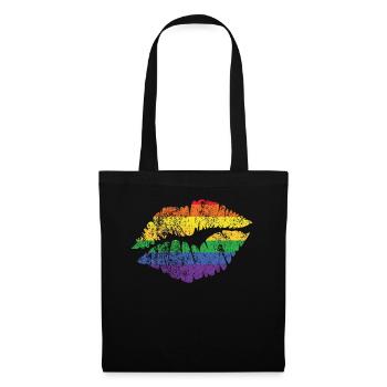 LGBT Rainbow Lips - Stoffbeutel - Schwarz - Vorne