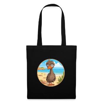 Emu Aquarell Cartoon Kawaii Clipart Tier - Stoffbeutel - Schwarz - Vorne