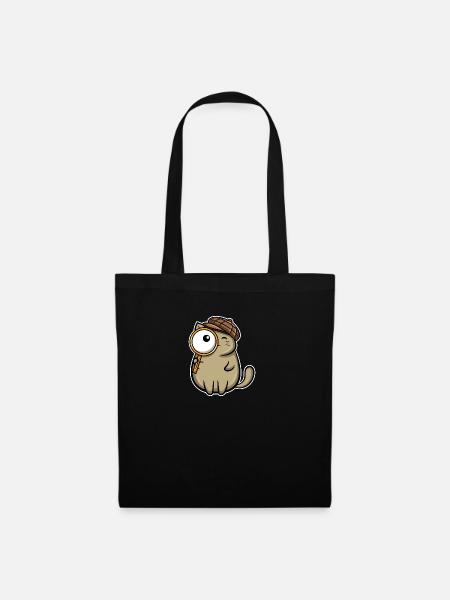 Sherlock Meows Detektiv Meow Miau Agent - Stoffbeutel - Schwarz