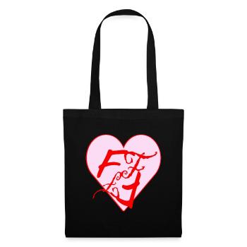 FF Flim Flam Love Heart Flamingo 💖 💘 - Stoffbeutel - Schwarz - Vorne