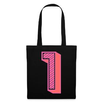 1. 1 AN. 1er ANNIVERSAIRE. ANNIVERSAIRE 1 AN - Sac en tissu - noir - Devant