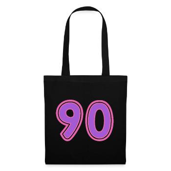 90. 90 ANS. 90e ANNIVERSAIRE. ANNIVERSAIRE 90 ANS. - Sac en tissu - noir - Devant