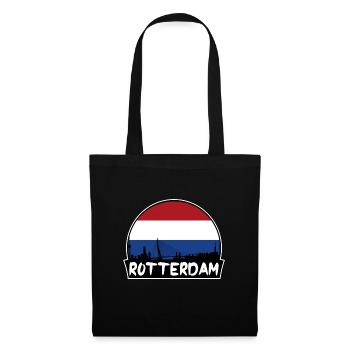 Rotterdam Niederlande Flagge Skyline Silhouette Trav - Stoffbeutel - Schwarz - Vorne