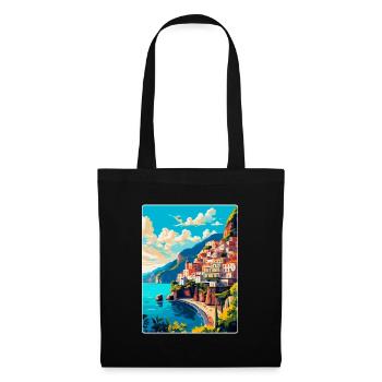 Amalfi Italien Vintage Reiseposter WPA Souvenir - Stoffbeutel - Schwarz - Vorne