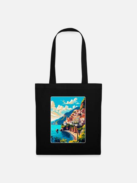 Amalfi Italien Vintage Reiseposter WPA Souvenir - Stoffbeutel - Schwarz