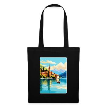 Comer See Italien Vintage Reiseplakat Souvenir WPA - Stoffbeutel - Schwarz - Vorne