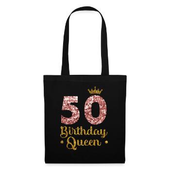 50.Geburtstag Königin Fünfzig Jahre Fünfzig - Stoffbeutel - Schwarz - Vorne