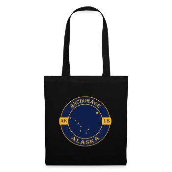Anchorage Alaska Flagge USA Reise Souvenir Abzeichen - Stoffbeutel - Schwarz - Vorne