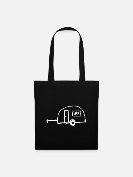 wohnwagen zeichnung - Stoffbeutel - Schwarz
