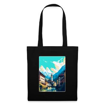 Chur Switzerland Vintage Travel Poster Souvenir - Tote Bag - black - Front
