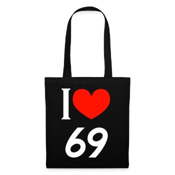 Ich liebe 69 Herzdesign - Stoffbeutel - Schwarz - Vorne