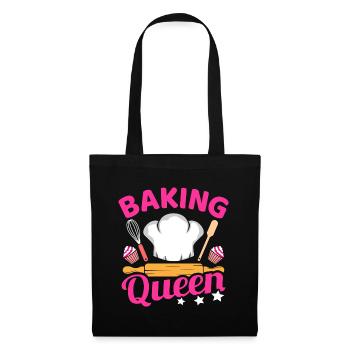 Baking Queen Bake Kitchen Baken Spruch Lustig Bäck - Stoffbeutel - Schwarz - Vorne