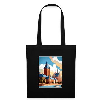 Halmstad Schweden Vintage Reiseposter WPA Souvenir - Stoffbeutel - Schwarz - Vorne