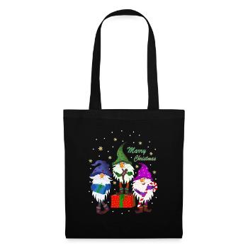 Weihnachten Gnome Kobolde Zwerge Weihnachtsgnome - Stoffbeutel - Schwarz - Vorne