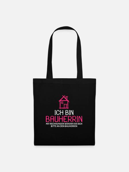 Bauherr Baumeister Hausbau Bauherrin Geschenk - Stoffbeutel - Schwarz