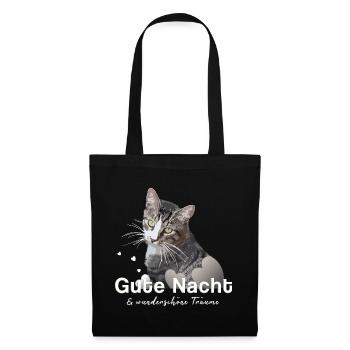Gute Nacht Shirt Schlafshirt - Stoffbeutel - Schwarz - Vorne