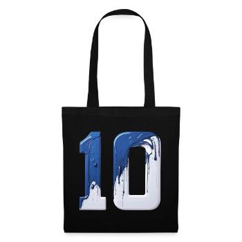 NR. 10 NUMMER 10 BLAU WEIß 10. GEBURTSTAG - Stoffbeutel - Schwarz - Vorne