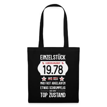 48. GEBURTSTAG 1978 EINZELSTÜCK PREISSCHILD - Stoffbeutel - Schwarz - Vorne