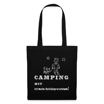 camping mit hund - Stoffbeutel - Schwarz - Vorne