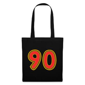 90. 90 ANS. 90e ANNIVERSAIRE. ANNIVERSAIRE 90 ANS. - Sac en tissu - noir - Devant