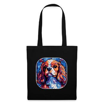 Buntes King Charles Cavalier Hundeaquarell - Stoffbeutel - Schwarz - Vorne
