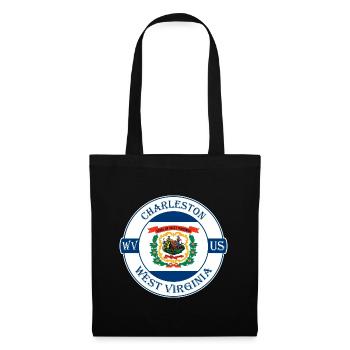 Charleston West Virginia Flagge USA Souvenir Logo - Stoffbeutel - Schwarz - Vorne