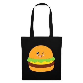 Burgers, restauration rapide, nourriture, cuisine et chef cadeaux - Sac en tissu - noir - Devant