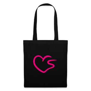 Coeur lettre S lettre initiale rose - Sac en tissu - noir - Devant
