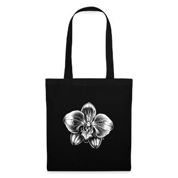 Schwarz-Weiße lineare Orchidee - Stoffbeutel - Schwarz - Vorne